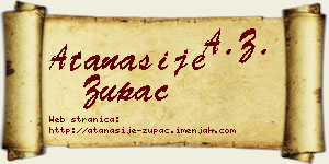 Atanasije Župac vizit kartica